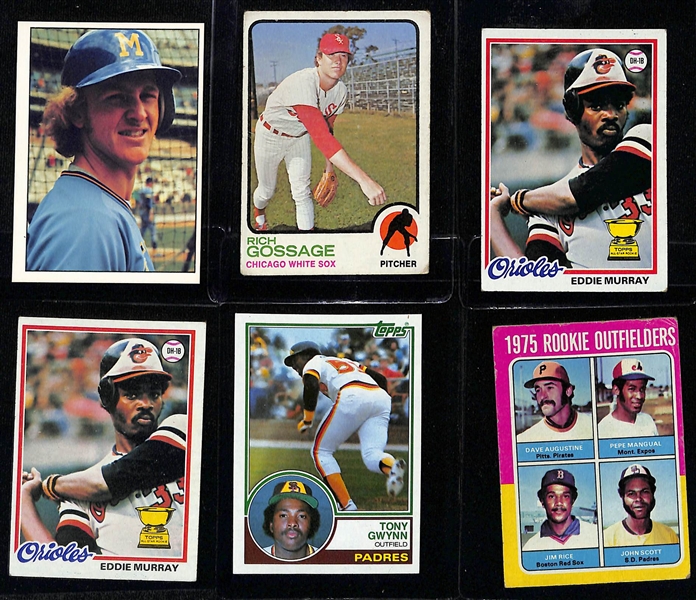 Lot of (15) Baseball Superstar Rookie Cards inc. Robin Yount, Rich Gossage, (2) Eddie Murray, Tony Gwynn, (2) Jim Rice, +
