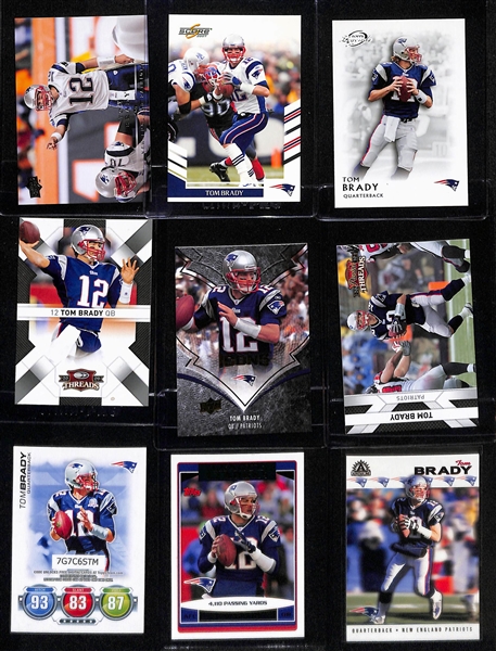 Lot of (60) Tom Brady Cards inc. 2021 Donruss Dominators, 2020 Prizm Red White and Blue, 2004 Upper Deck Diamond Pro Sigs, +