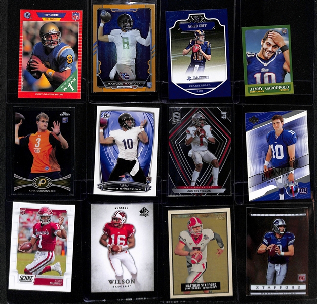 Lof of (35+) Quarterback Rookie Cards inc. Justin Herbert, Joe Burrow, Jim Kelly, Brett Favre, (2) Troy Aikman, +