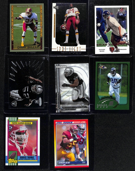 Lot of (23) Football Defensive Player Rookie Cards inc. Brian Urlacher (#/2500), Luke Kuechly (#/2012), Nick Bosa, +