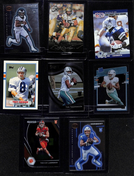 Lot of (40) Football Rookie Cards inc. Jalen Hurts, Drew Brees, Emmitt Smith, Troy Aikman, (2) Tua Tagovailoa, +