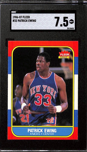 1986-87 Fleer Patrick Ewing #32 Rookie (SGC 7.5) & 1988-89 Charles Barkley (2nd Year) #85 (SGC 3) 