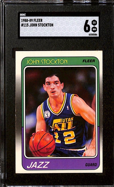 1988-89 Fleer Reggie Miller #57 Rookie (SGC 9) & John Stockton #115 (SGC 6)