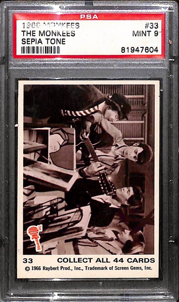 Lot of (5) Non-Sport PSA 8 and 9 Graded Cards including The Monkees, Beatles, & Robert Vaughn