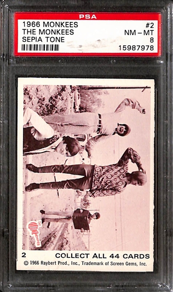 Lot of (5) Non-Sport PSA 8 and 9 Graded Cards including The Monkees, Beatles, & Robert Vaughn