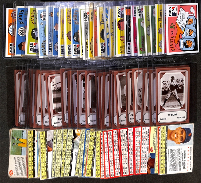 Lot of (27) 1974 Fleer Pioneers of Baseball Cards, (27) 1970-71 Fleer Baseball WS Cards & (34) 1961-1963 Post Baseball and Football Cards