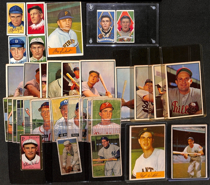 Lot of (32) 1909-1954 Tobacco & Bowman Baseball Cards w. 1953 Bowman Phil Rizzuto