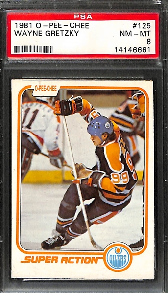 1981-82 O-Pee-Chee Hockey Partial Set with Paul Coffey Rookie, Wayne Gretzky (PSA 8)