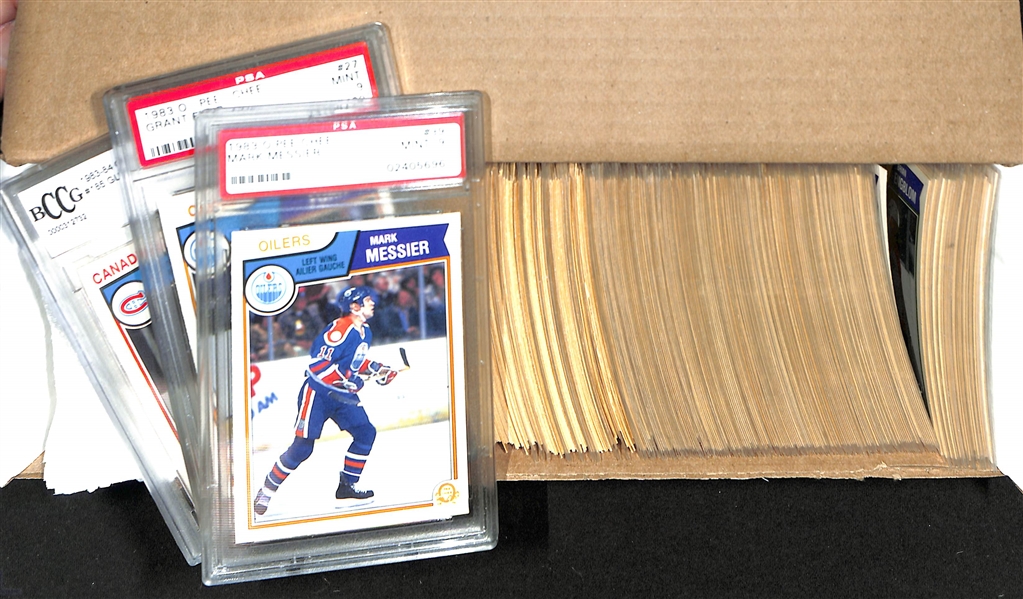 1983-84 O-Pee-Chee Hockey Partial Set w. Mark Messier (PSA 9), Grant Fuhr (PSA 9), Guy Carbonneau Rookie (BCCG 8)