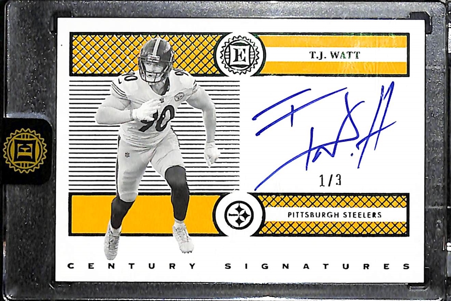 2022 Encased TJ Watt Autograph Century Signatures Green (#/3)