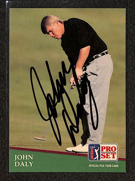 Lot of (4) Signed John Daly Golf Cards - JSA Auction Letter