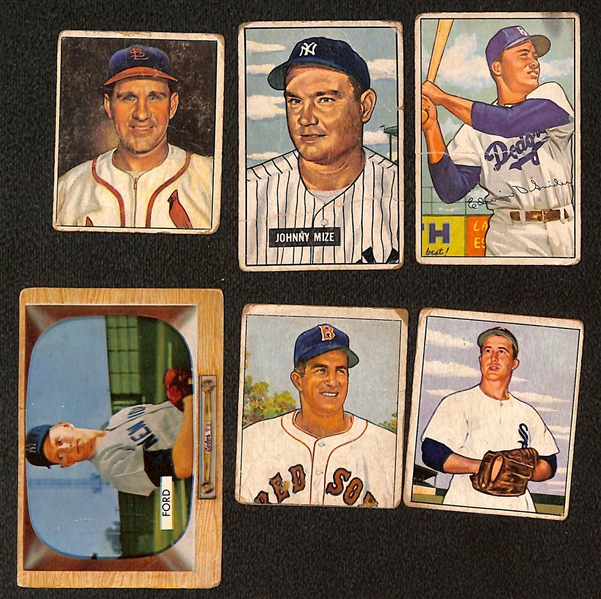 Lot of (50) 1950-55 Topps & Bowman Baseball Cards w. 1950 Bowman Enos Slaughter