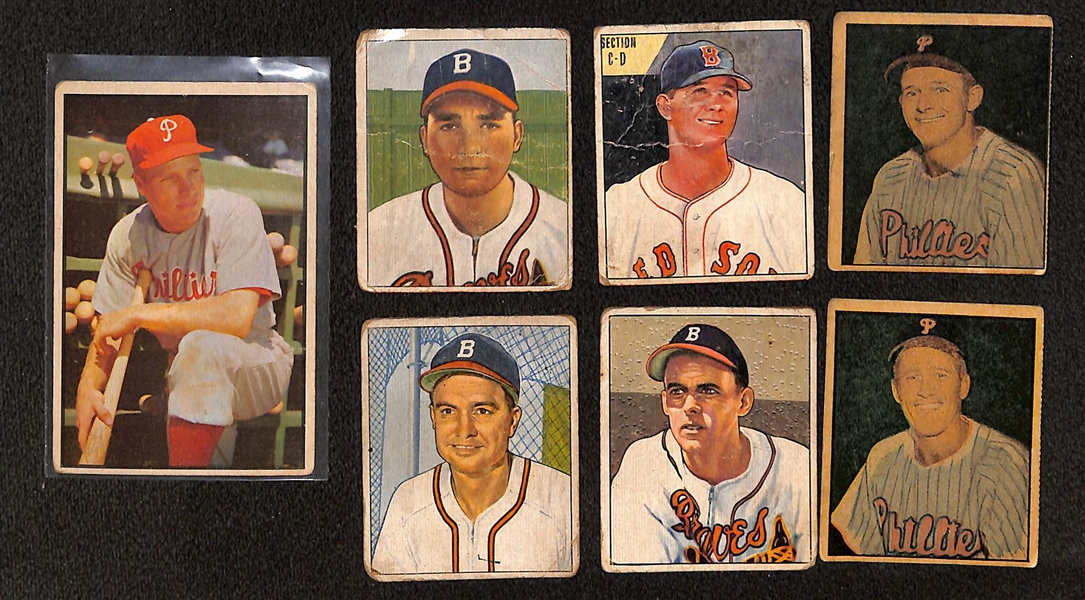 Lot of (50) 1950-55 Topps & Bowman Baseball Cards w. 1950 Bowman Enos Slaughter