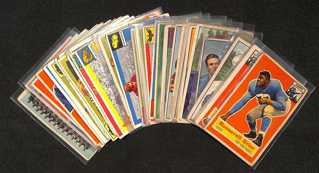 Lot of (11) 1951-55 Bowman Football & (27) 1955-56 Topps Football Cards w. 1956 Topps Rosie Grier