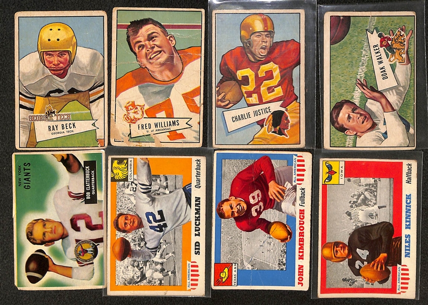 Lot of (11) 1951-55 Bowman Football & (27) 1955-56 Topps Football Cards w. 1956 Topps Rosie Grier