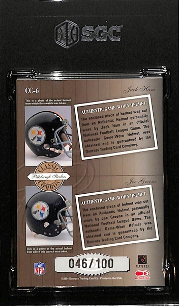 2001 Donruss Classics Jack Ham/Joe Greene Classic Combo Material Autograph Graded SGC 8 (#/100)