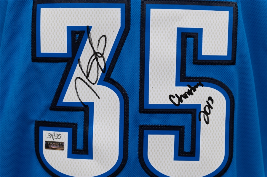 Panini Authentic Kevin Durant Signed Christmas 2013 Swingman OKC Jersey w. Christmas 2013 Inscription (Limited Edition of 35 - #ed 34/35) - Panini Authentic COA