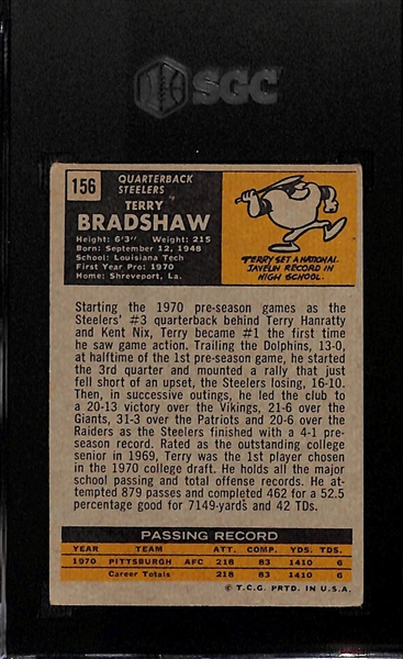 1971 Topps Terry Bradshaw Rookie Card #156 Graded SGC 3