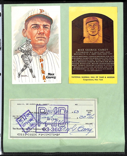 Lot of (3) HOFer Signed Checks - Bob Cousey, Max Carey, & Bill Moose Skowron (JSA Auction Letter)