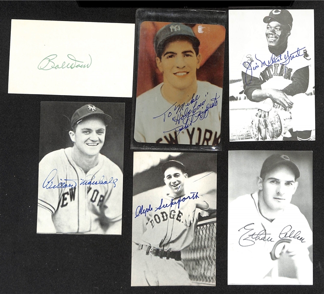 (28) Old-Timer Baseball Autographs w. Musial, Doerr, Rizzuto, Sam Byrd, Hermanski, + (JSA Auction Letter)