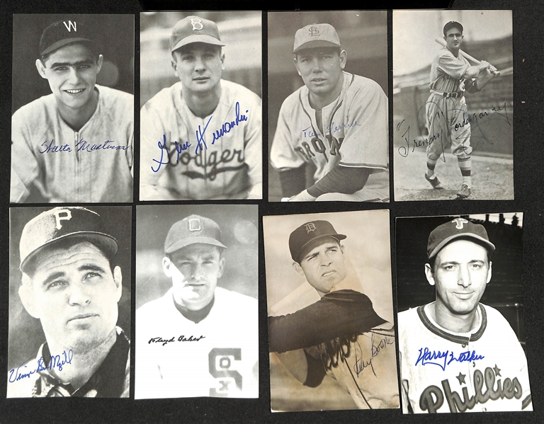 (28) Old-Timer Baseball Autographs w. Musial, Doerr, Rizzuto, Sam Byrd, Hermanski, + (JSA Auction Letter)