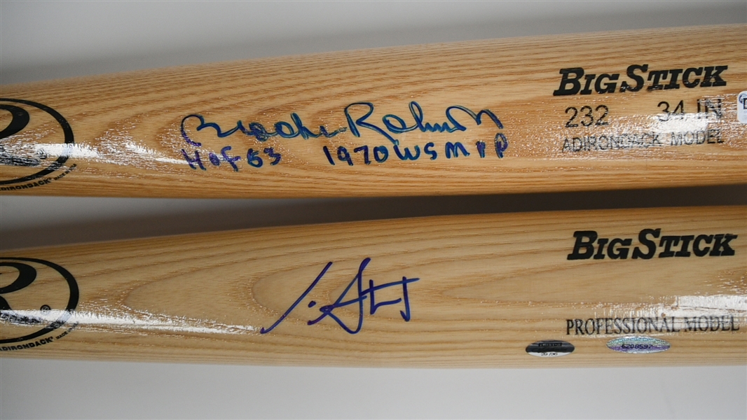 Lot of (7) Signed Baseball Bats - Brooks Robinson, Derrek Lee, Mike Lieberthal, Brian Schneider, Ben Grieve, Ian Stewart, & Harrisburg Senators Team (JSA Auction Letter)