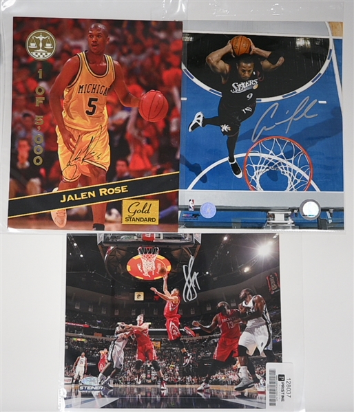 (14) Basketball Autographs w. Magic Johnson Signed Lakers Pen Box (PSA/DNA), 2 Floor Boards (Delle Donn & Iguoldala), & 12 Photos (Crum, 2 Coangelo, more) - JSA Auction Letter