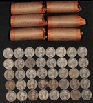 Lot of (7) Rolls of US Washington Silver Quarters from 1930s-1950s