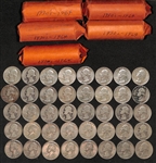 Lot of (6) Rolls of US Washington Silver Quarters from 1930s-1964
