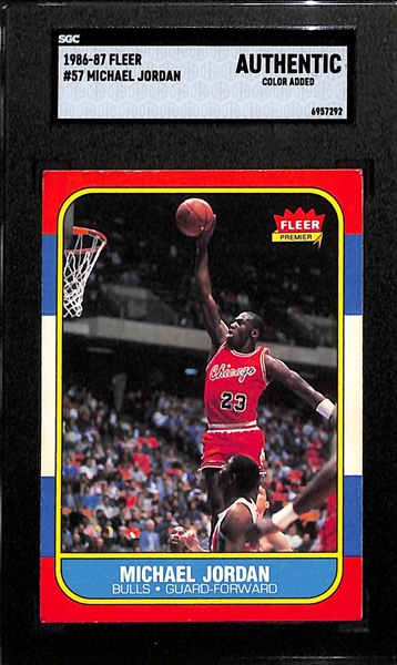 1986-87 Fleer Michael Jordan #57 Rookie Card Graded SGC Authentic (Color Added)