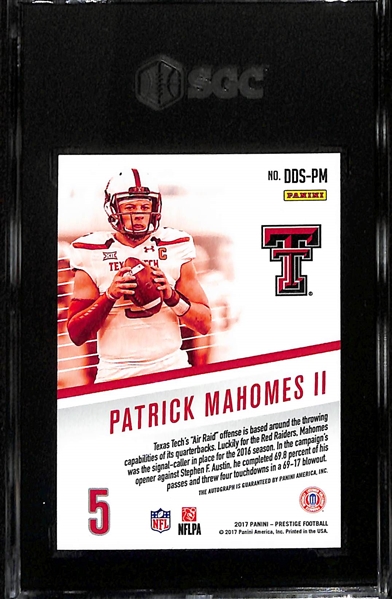 2017 Panini Prestige Patrick Mahomes II Draft Day Signatures Rookie Red Autograph (Only 25 Red Ink Made) SGC 9 (10 Autograph Grade)