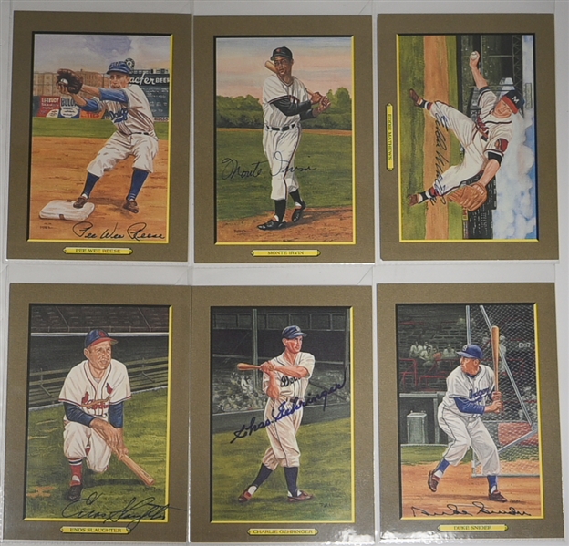 Amazing Collection of (96) Perez Steele 6x8 Great Moments HOF Cabinet Cards (56 of 96 are Autographed inc. Mantle, Williams, Koufax, Aaron, +) Set #0099/5,000 - JSA Auction Letter