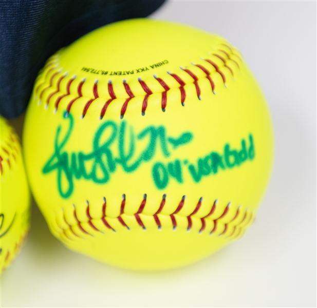 (5) Signed Team USA Softball Items - Jenny Finch Signed USA Jersey (PSA/DNA) & (4) Signed Softballs (Finch, Monica Abbott, Caitlyn Lowe, Jessica Mendoza) - JSA Auction Letter