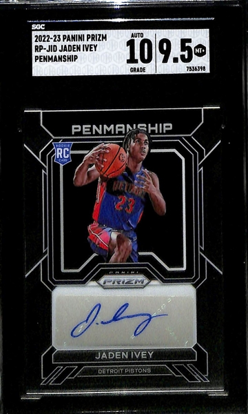 Lot of (3) Graded Basketball Cards- 2008-09 Topps LeBron James (PSA 8), 2021-22 Recon Jalen Green Rookie Autograph (PSA 9), 2021-22 Prizm Jaden Ivey Rookie Autograph (SGC 9.5) (10 Auto)