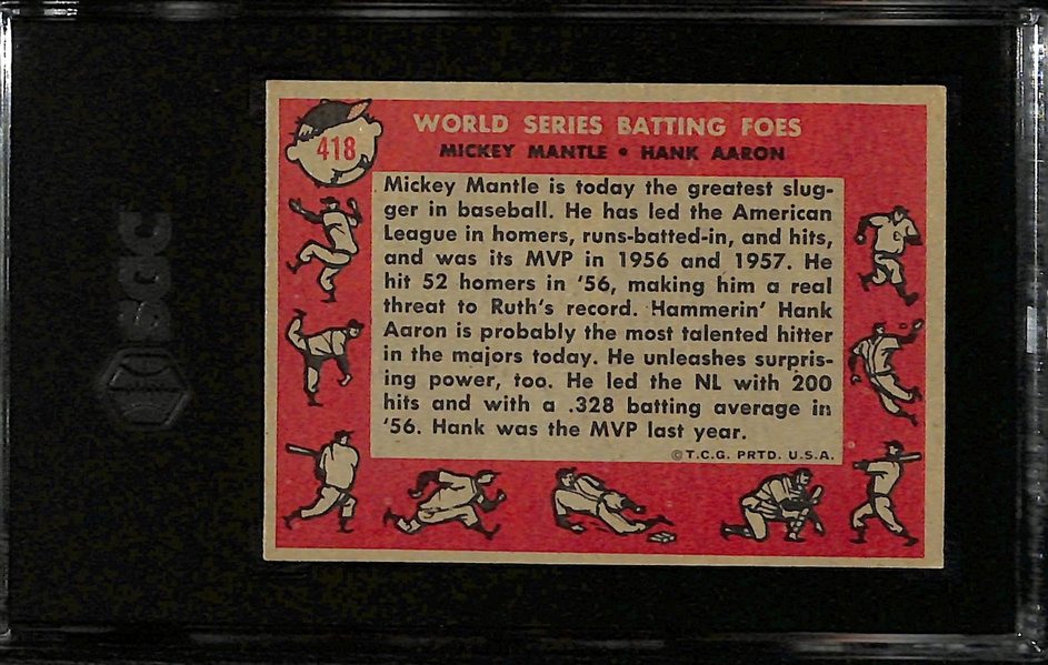 1958 Topps World Series Batting Foes Mickey Mantle & Hank Aaron #418 Graded SGC 6
