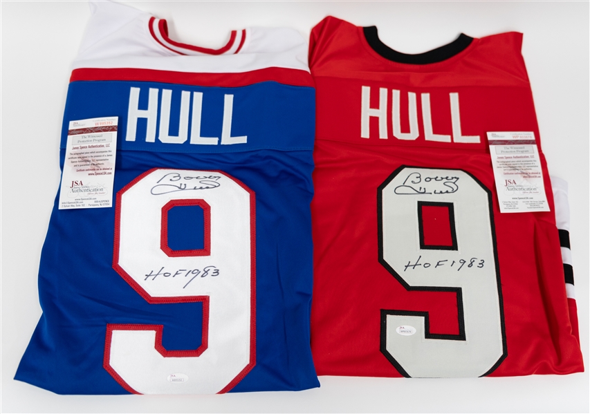 Lot of (2) Bobby Hull Signed Jerseys (Chicago Blackhawks and Winnipeg Jets) - Both w. JSA COA