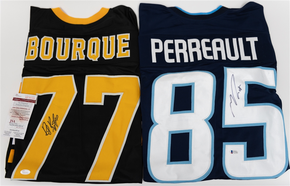 (2) Signed Hockey Jerseys - Ray Bourque (Boston Bruins - JSA COA) & Mathieu Perreault (Winnipeg Jets - Beckett COA)