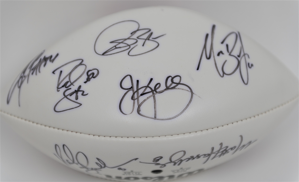 Tom Brady, Jim Kelly, & Others Signed QB Challenge Football (JSA Auction Letter)