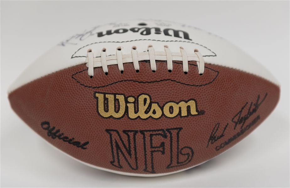 Tom Brady, Jim Kelly, & Others Signed QB Challenge Football (JSA Auction Letter)