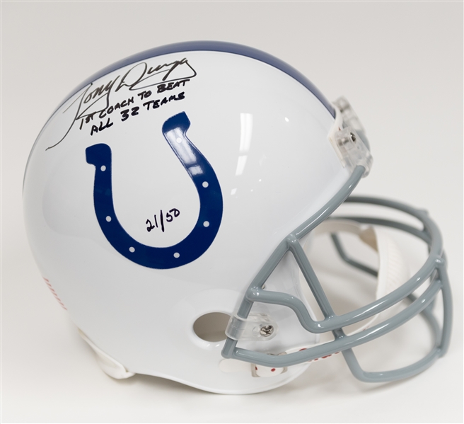 Coach Tony Dungy Signed Full Size Indianapolis Colts (Steiner COA) w. Inscription 1st Coach to Beat all 32 Teams