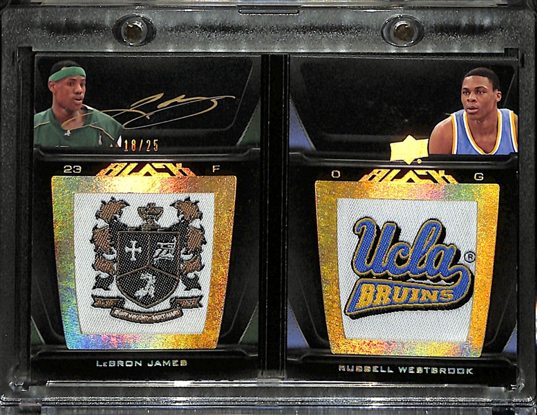 2011-12 Upper Deck Black LeBron James/Russell Westbrook Dual Autograph Logo Patch Booklet (#/25)