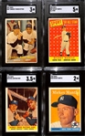 (4) Card Mickey Mantle Topps Graded Lot - 1957 Mantle/Berra #407 (SGC 3), 1958 #150 (SGC 2), 1958 Mantle/Aaron 418 (SGC 3.5), 1958 All-Star #487 (SGC 5)