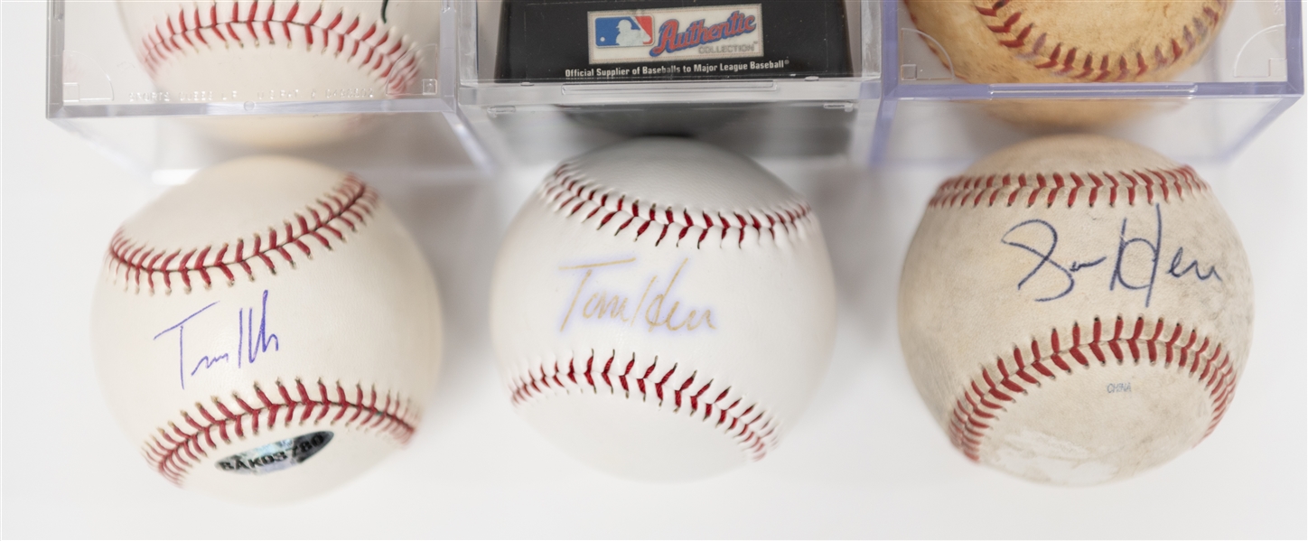 (8) Signed Baseballs w. Bruce Sutter, Gaylord Perry, Dave Dravecky, DJ Dozier, Tom Herr (Faded), Aaron Herr, Multi-Signed (w. Kruk), Travis Hafner - JSA Auction Letter