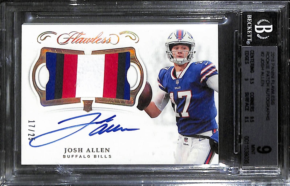 2018 Panini Flawless Josh Allen Rookie Patch Autographs (4-Color Patch) #rd 17/25 Graded BGS 9 (10 Auto Grade)