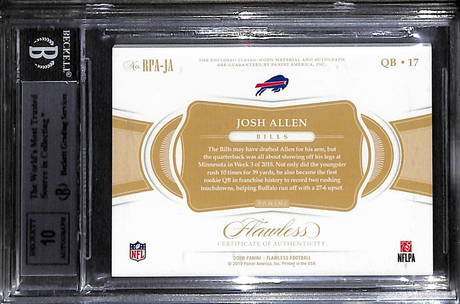 2018 Panini Flawless Josh Allen Rookie Patch Autographs (4-Color Patch) #rd 17/25 Graded BGS 9 (10 Auto Grade)