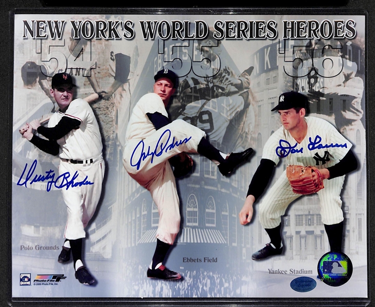Lot of (20) Baseball Autographs Inc. Tony Gwynn, Don Zimmer, R. Santo, Doby/Garvey/Fingers, Gibson/Trammel/Parrish, Rhodes/Podres/Larsen, Roberts, + (JSA Auction Letter)