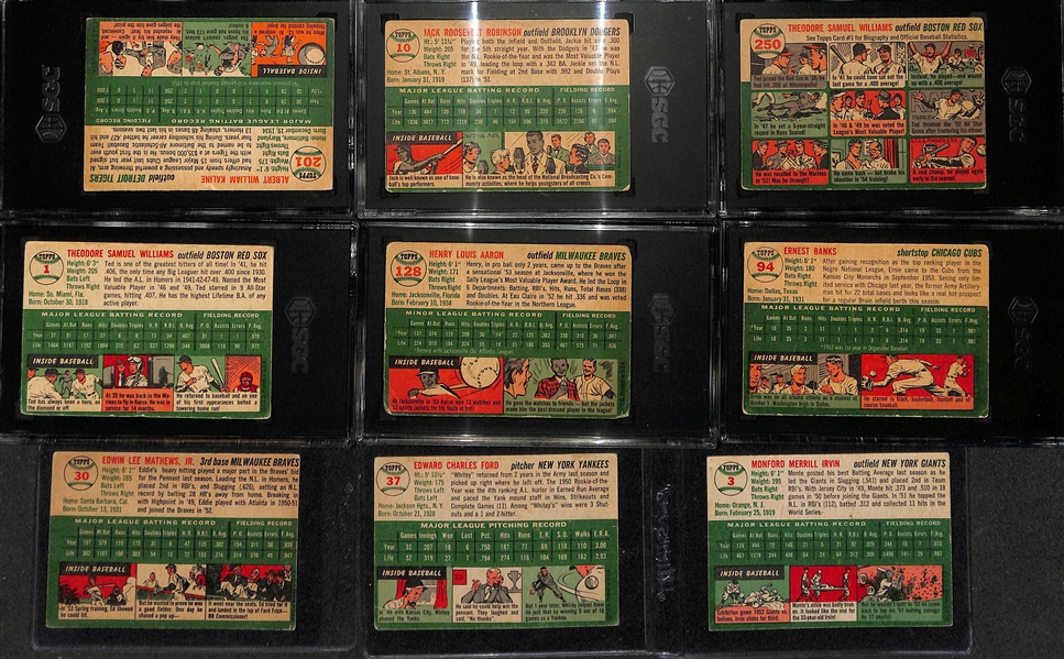 1954 Topps Complete Baseball Card Set (All 250 Cards) w. Hank Aaron, Al Kaline, & Ernie Banks Rookie Cards (Includes 6 SGC Graded Cards!)