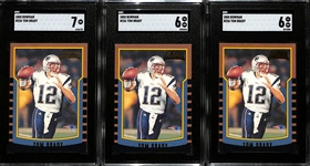 Lot of (3) Bowman Tom Brady #236 Rookie Cards - SGC 7 & (2) SGC 6