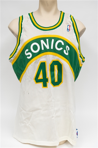 Shawn Kemp Autographed Seattle SuperSonics Team-Issued Champion (Size 48) Jersey (Presented to Young Half-Time Performer Jeremy Kable in 1992) - JSA Auction Letter