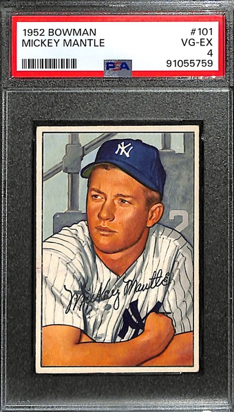 1952 Bowman Mickey Mantle (2nd Year) #101 Graded PSA 4 VG-EX (Clean & Centered - Looks Undergraded!)